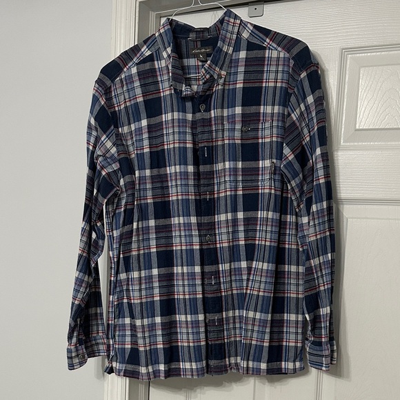 Eddie Bauer Other - Eddie Bauer Navy and Red Plaid Casual Button Down Shirt